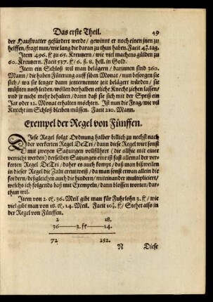 Exempel der Regel von Fünffen.