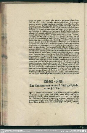 C. Pflichts-Notul Der schon angenommenen und künfftig anzunehmenden Feld-Meßer