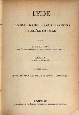 Listine o odnošajih izmedju južnoga slavenstva i Mletačke Republike, 2. Od godine 1336 do 1347