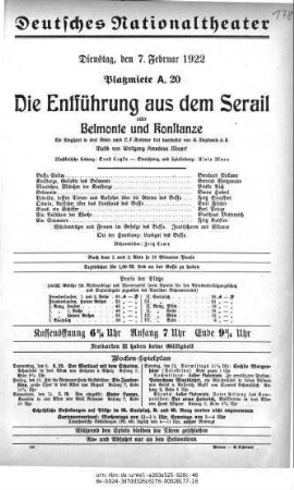 Die Entführung aus dem Serail oder Belmonte und Konstanze