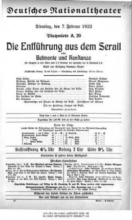 Die Entführung aus dem Serail oder Belmonte und Konstanze