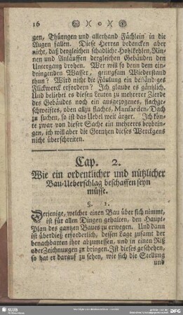 Cap. 2. Wie ein ordentlicher und nützlicher Bau-Ueberschlag beschaffen seyn müsse
