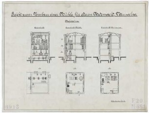 Technische Zeichnung : Projekt zum Umbau einer Mühle für Herrn Medenwald, Neuwelzo