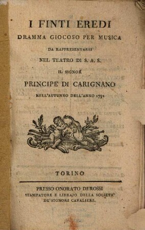 I finti eredi : Dramma giocoso per musica