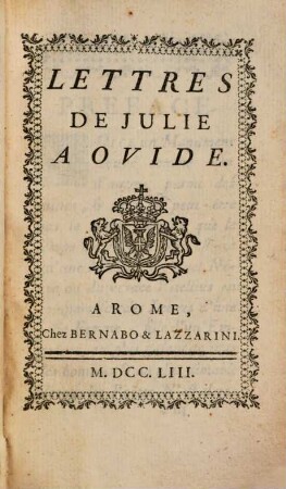 Lettres De Julie A Ovide