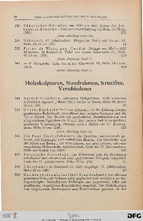 Holzskulpturen, Standrahmen, Kruzifixe, Verschiedenes (Nr. 244-268)