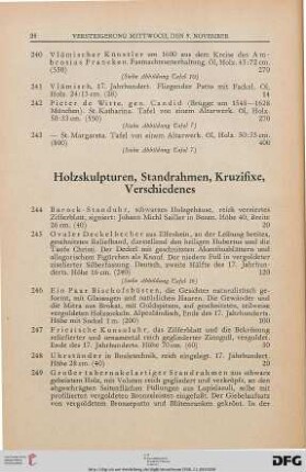 Holzskulpturen, Standrahmen, Kruzifixe, Verschiedenes (Nr. 244-268)