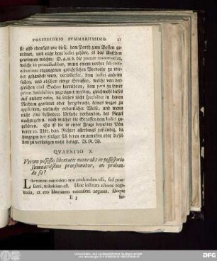 Quaestio X. utrum possessio libertatis naturalis in possessorio summariissimo praesumatur, an probanda sit?