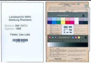Entnazifizierung Lise Lotte Felder , geb. 20.07.1921 (Kaufmaennische Angestellte)