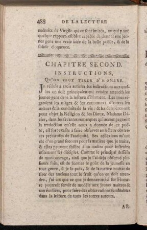Chapitre Second. Instructions, Qv'on Peut Tirer D'Homere.