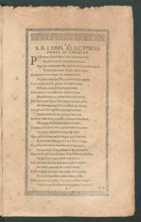 Ad S.R.I. DNN. Electores Omnes Ac Singulos