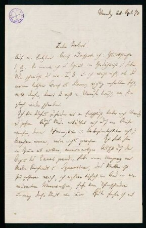 Brief vom 24. April 1870