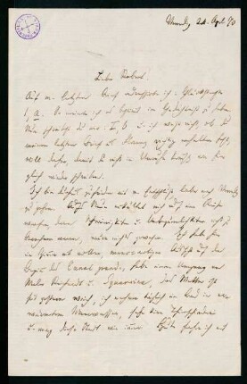 Brief vom 24. April 1870