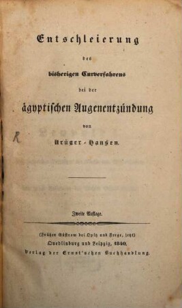 Entschleierung des bisherigen Curverfahrens bei der ägyptischen Augenentzündung