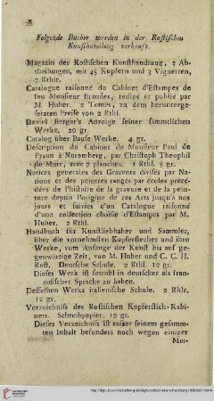 Folgende Bücher werden von der Rostischen Kunsthandlung verkauft.