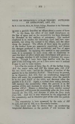 Note on Herschel's lunar theory. Outlines of astronomy, art. 673.