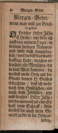 Morgen-Gebet, wenn man will zur Beichte gehen