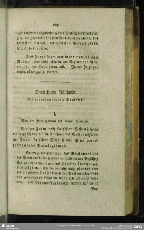 Dreizehnter Abschnitt. Die transzendentale Dialektik