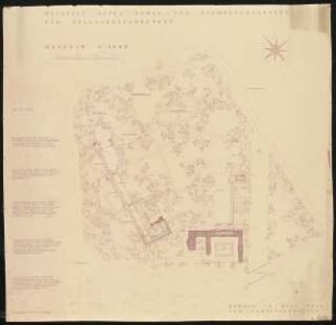 Schloss Bellevue, Berlin Schau- und Mustergarten für Pflanzenzüchtungen: Lageplan 1:1000 mit Planzenplan