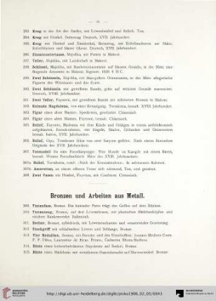 Bronzen und Arbeiten aus Metall (Nr. 309-398)