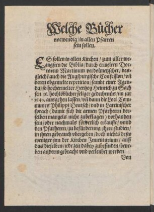 Welche Bücher notwendig/ in allen Pfarren sein sollen.