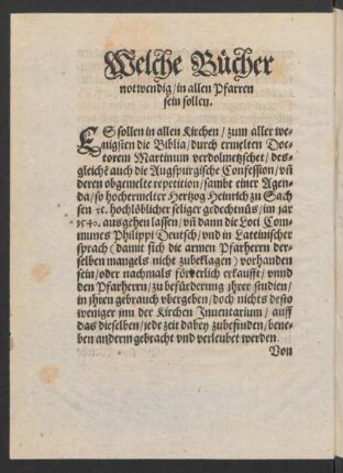 Welche Bücher notwendig/ in allen Pfarren sein sollen.