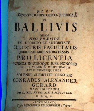 Diss. hist. iur. de ballivis