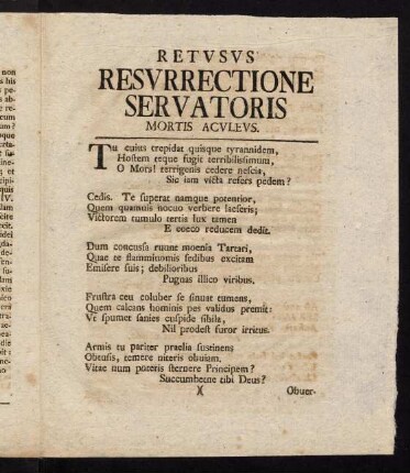 Retusus resurrectione servatoris mortis aculeus.
