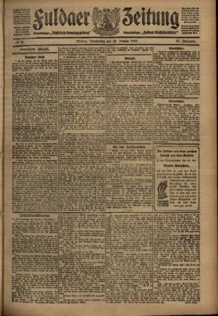 Zweite Ausgabe vom Donnerstag, den 20. Januar 1910.