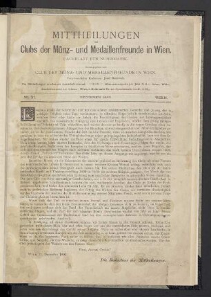 N° 31. December 1892. Wien