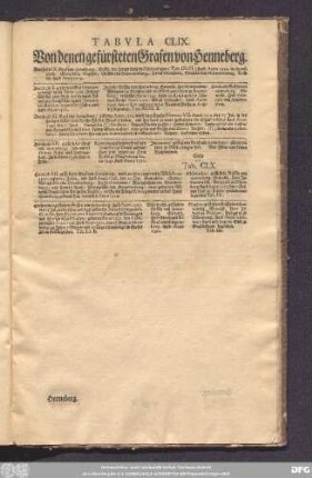Tabula CLIX. Von denen gefürsteten Grafen von Henneberg.