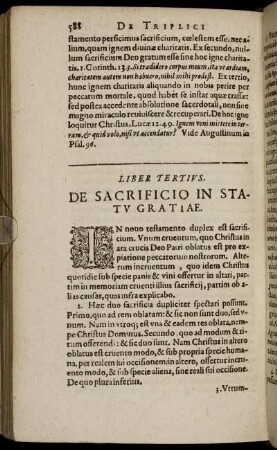 Liber Tertius. De Sacrificio In Statu Gratiæ. Cap. I. [ - ] Cap. XIII.