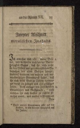 Zweyter Abschnitt moralischen Inahalts.