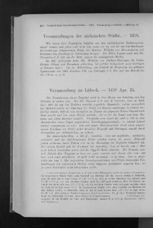 Versammlungen der sächsischen Städte. - 1458.