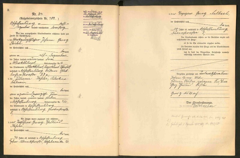 Standesamtsbuch der Stadt Aschaffenburg: Eheschließungen 252/1930 - 130/1931