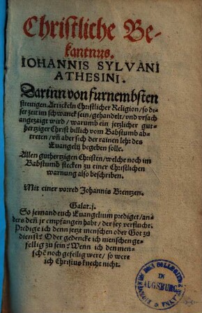 Christliche Bekantnus