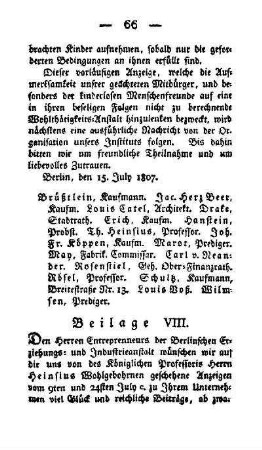 Beilage VIII.