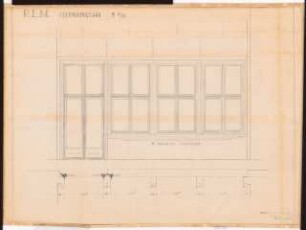 Reichsluftfahrtministerium, Berlin: Verbindungsbau: Eingang Ansicht, Grundriss 1:20