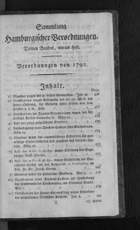 Sammlung Hamburgischer Verordnungen vom jahr 1792.