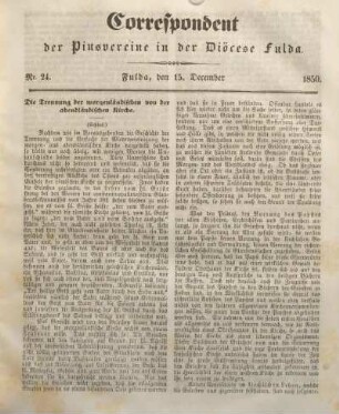 Nr. 24. Fulda, den 15. December 1850.