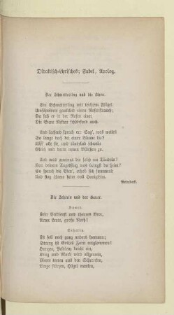 Didaktisch-Lyrisches; Fabel, Apolog