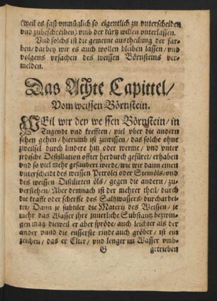 Das Achte Capittel/ Vom weissen Börnstein