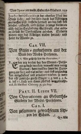 Liber VII. Von Operationen an Geburths-Gliedern der Weibs-Persohnen.