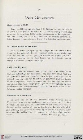 Oude geves te Delft / St. Lebuinuskerk te Deventer / Abdij van Egmon / Weeshuis te Enkhuizen