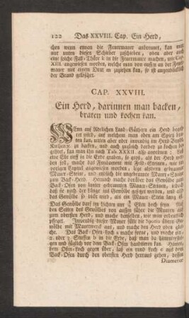 Cap. XXVIII. Ein Herd, darinnen man backen, braten und kochen kan.
