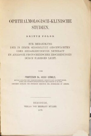 Ophthalmologische Studien, 3