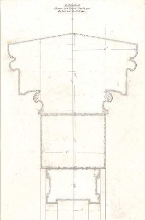 Gärtner, Friedrich von; München, Ludwigstr.; Staatsbibliothek - Gesims u. Bogen u. Profil zur Balustrade der Freitreppe (Schnitt)