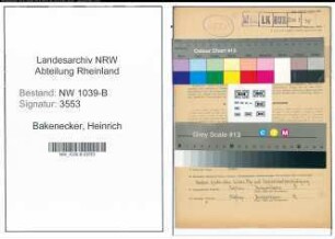Entnazifizierung Heinrich Bakenecker , geb. 12.09.1912 (Schornsteinfeger)