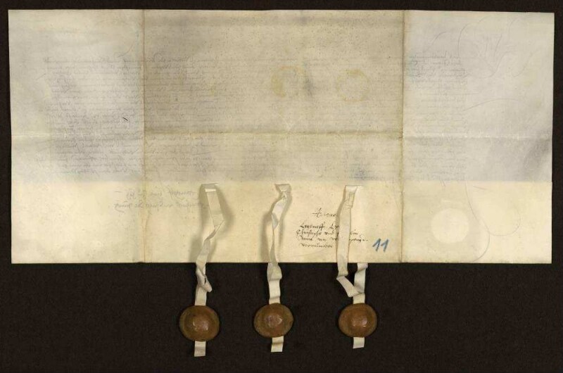 Revers des Gangolf, Herrn zu Hohengeroldseck, und der Ritter Jörg von Frundsberg zu Mundelheim, Wilhelm von Reichenbach, Sebastian Schilling im Auftrage der Vormünder des Herzogs Christoph und der Fräulein Anna von Württemberg wegen 2 Truhen von Kleinodien, silbernem und goldenen Geschirr. Dabei Kopie, Papier. Zum Inhalt der Truhen vgl. G 41 U 14.