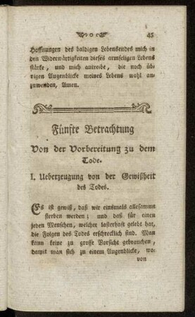 Fünfte Betrachtung Von der Vorbereitung zu dem Tode.